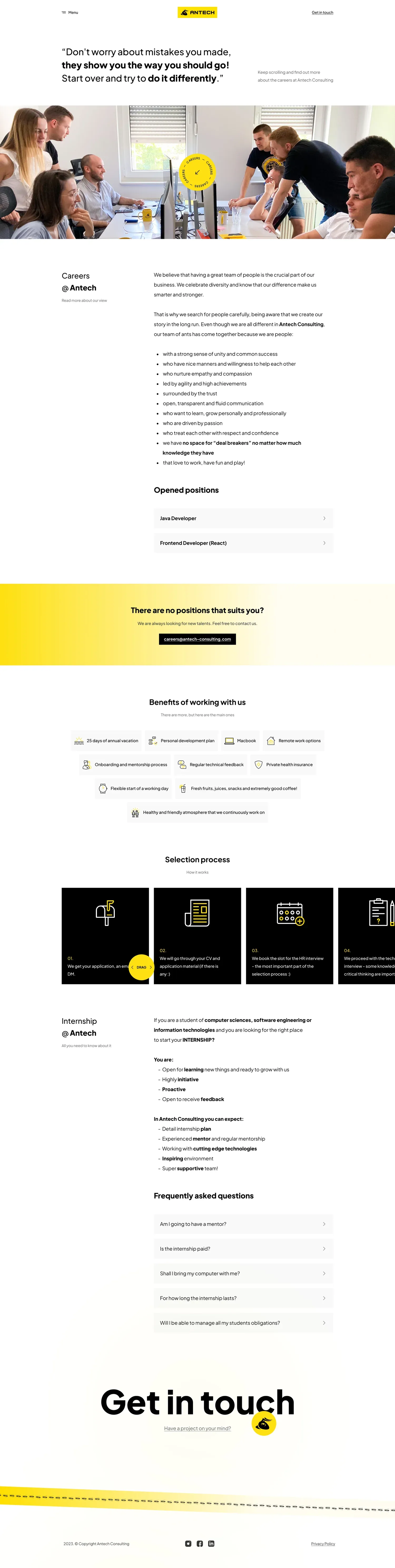 UX/UI dizajn Antech stranice karijera
