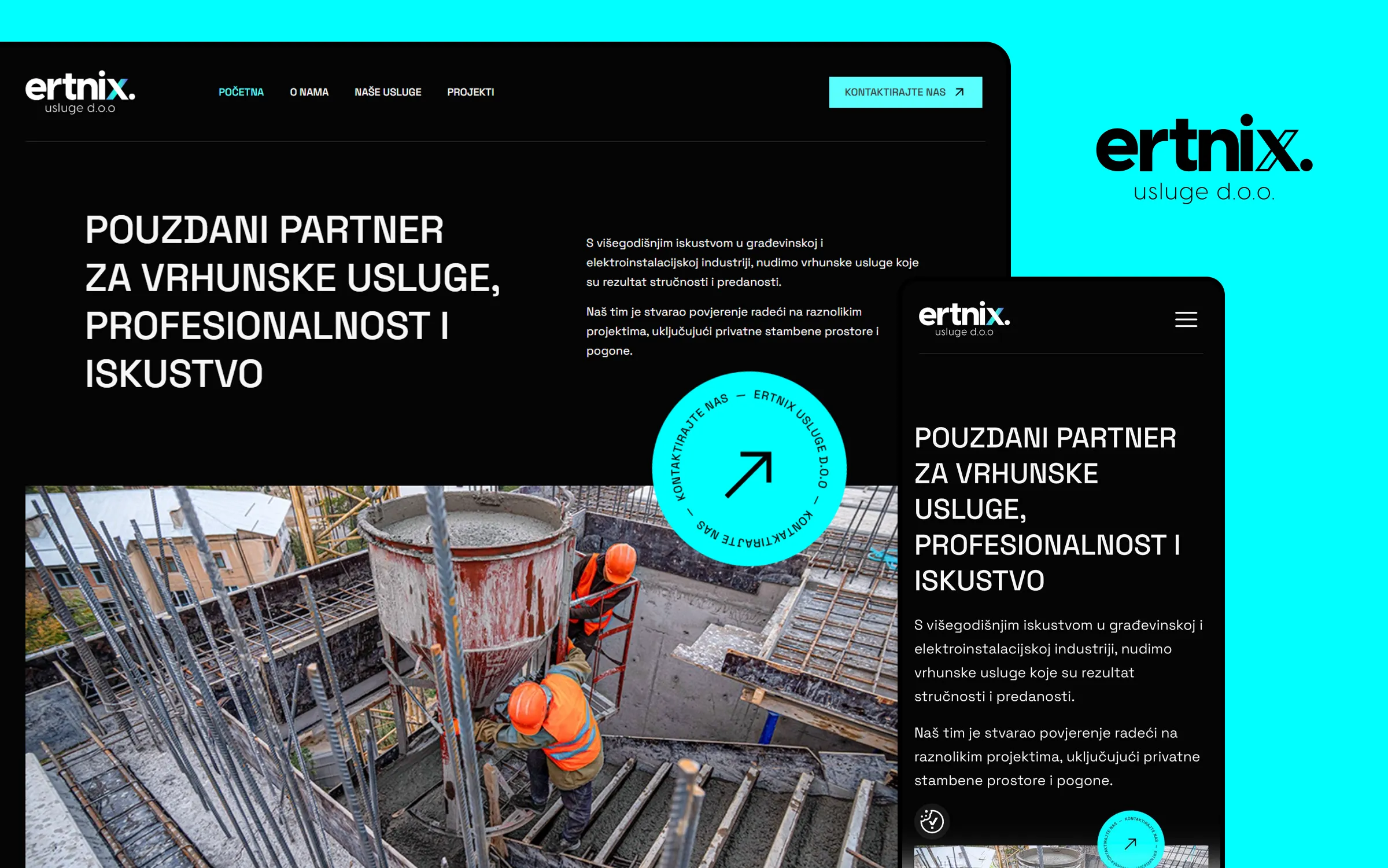 Ertnix Usluge vizualni identitet, web i poslovne vizitke