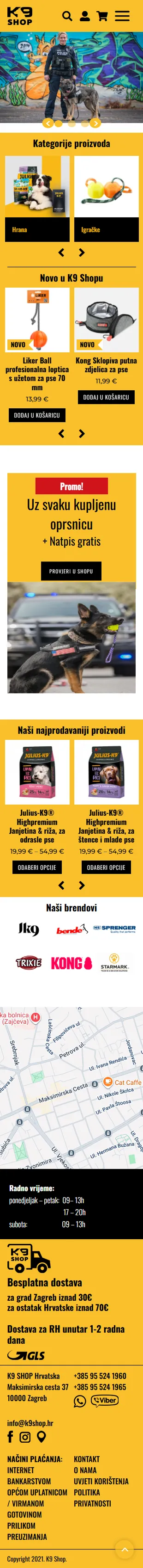 Stari mobilni dizajn K9 Shop naslovnice